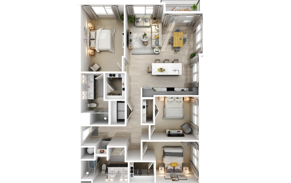 1569 sq ft luxury 3 bedroom apartment floor plan