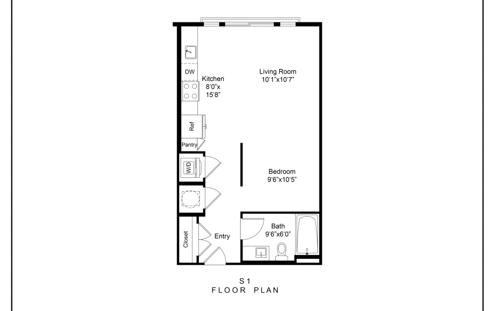studio apartment floor plan at Solis Hills Apartments