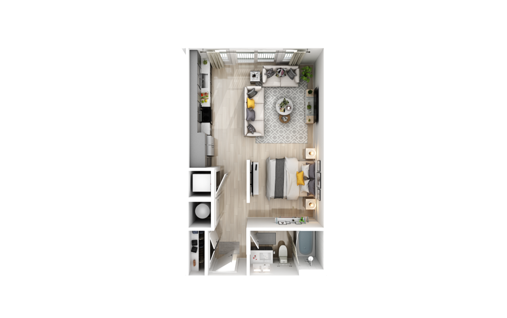 studio apartment floor plan at Solis Hills Apartments
