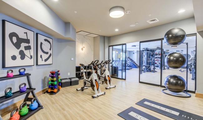 flex/yoga room within the fitness center