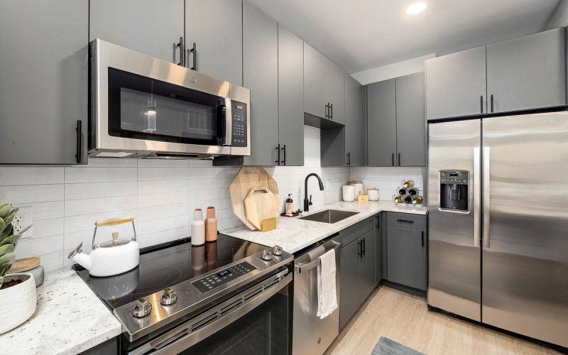Well-lit kitchen with ample counter space